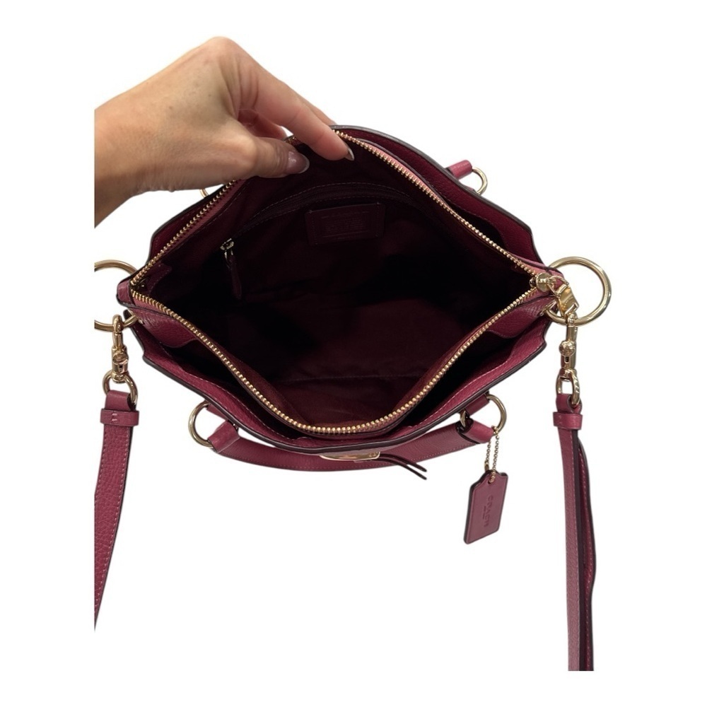 Coach Remi Satchel Pink Pebbled Leather Zipper Closure Shoulder Bag - Picture 9 of 13